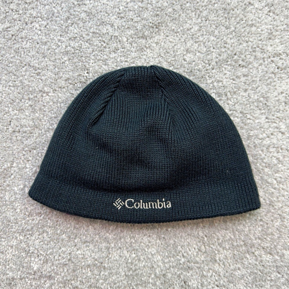 Columbia Omni-Heat Beanie Hat Knit Dark Gray Purple Women's OSFA